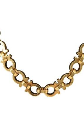 Salvatore Ferragamo Gancini Necklace metal Gold Tone Auth 165483